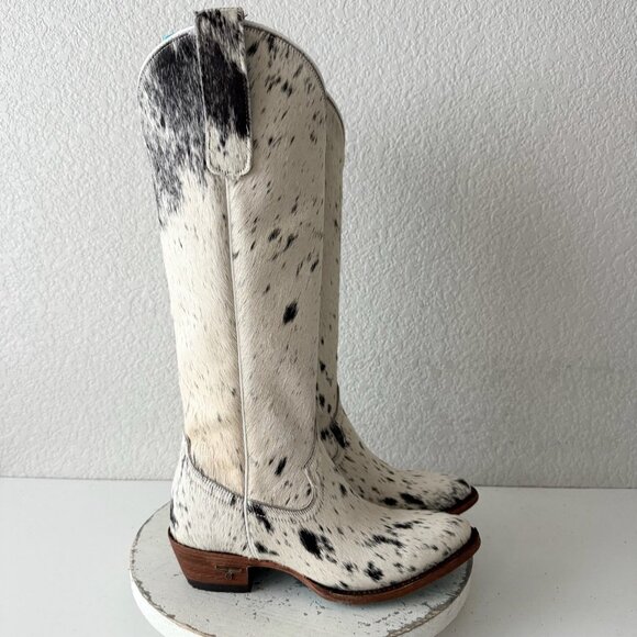 Lane Boots Womens Cowhide Cowboy Boots Tall Brown Western Cow Skin Size 6.5 NEW - Picture 2 of 13